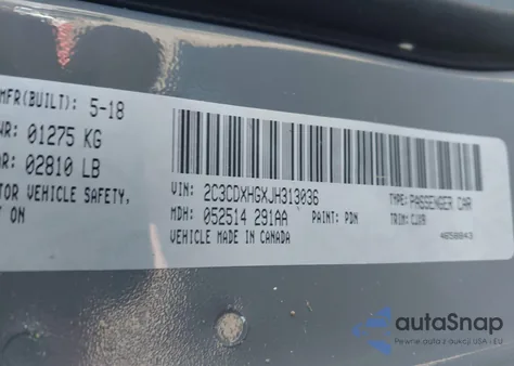 2018 Dodge Charger Sxt Plus Rwd z USA, uszkodzony, nr VIN 2C3CDXHGXJH313036